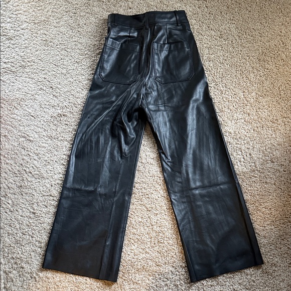 Zara Black Wide Leg Leather Pants - Picture 3 of 3